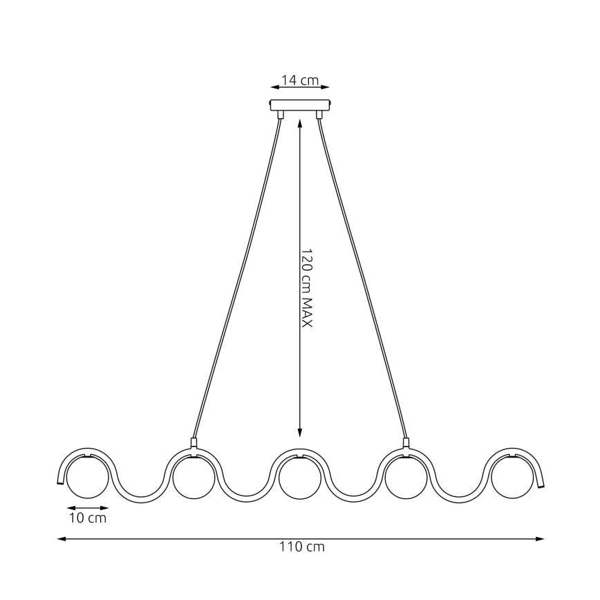 Pendelleuchte mit Seilaufhängung SINUS 5xG9/8W/230V weiß