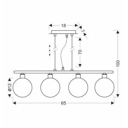 Pendelleuchte mit Seilaufhängung SOMUL 4xG9/20W/230V rauchschwarz