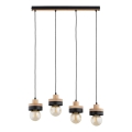 Pendelleuchte mit Stahlseil LARSO 4xE27/15W/230V schwarz/beige