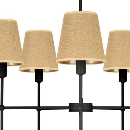 Pendelleuchte mit Stange MADELA 5xE14/40W/230V Jute/Schwarz