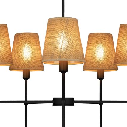 Pendelleuchte mit Stange MADELA 5xE14/40W/230V Jute/Schwarz