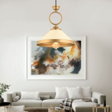 Pendelleuchte MONZA 1xE27/40W/230V Ø 30 cm creme/braun