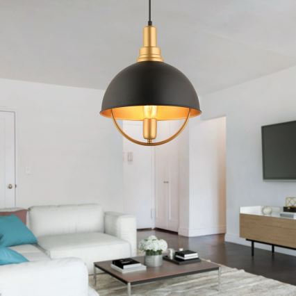 Pendelleuchte MONZA 1xE27/40W/230V Ø 30 cm schwarz/gold