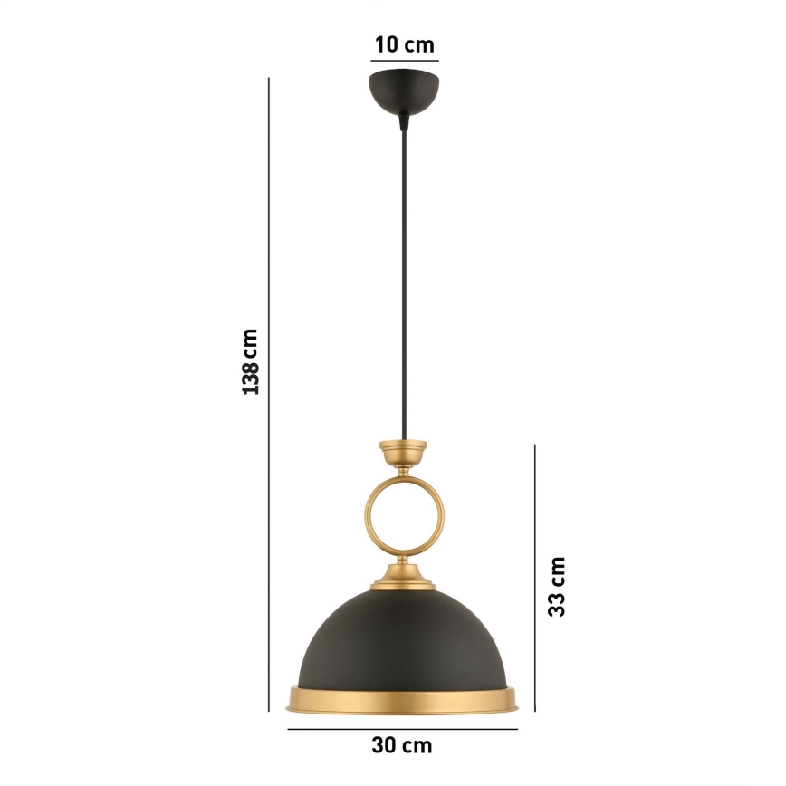 Pendelleuchte MONZA an Kabel, 1xE27/40W/230V, Durchmesser 30 cm, schwarz/bronze