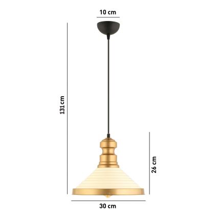 Pendelleuchte MONZA an Kabel 1xE27/40W/230V Ø 30 cm creme/gold