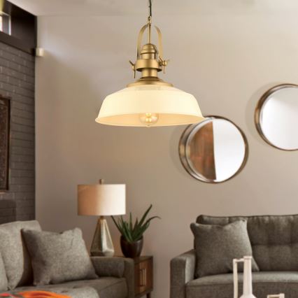 Pendelleuchte MONZA mit Kabel 1xE27/40W/230V Ø 35 cm creme/bronze