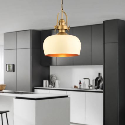 Pendelleuchte MONZA mit Kabelaufhängung, 1xE27/40W/230V, Ø 30 cm, creme/bronze