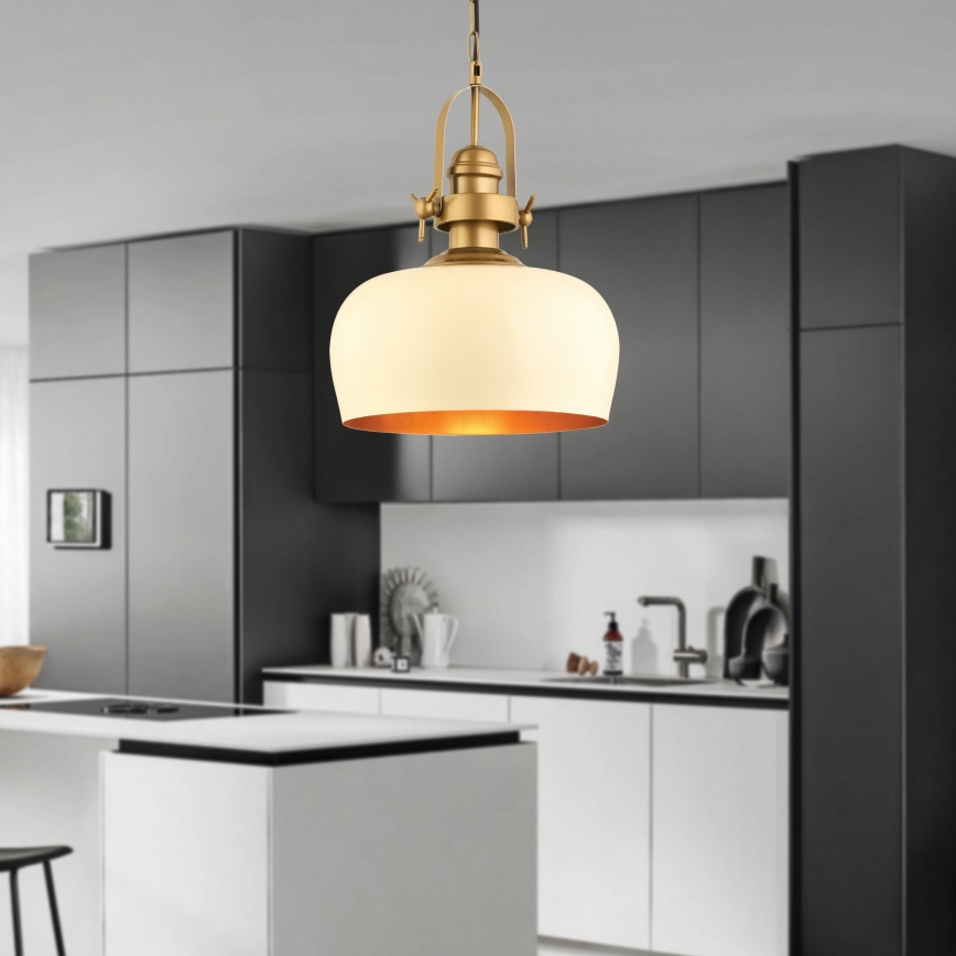 Pendelleuchte MONZA mit Kabelaufhängung, 1xE27/40W/230V, Ø 30 cm, creme/bronze