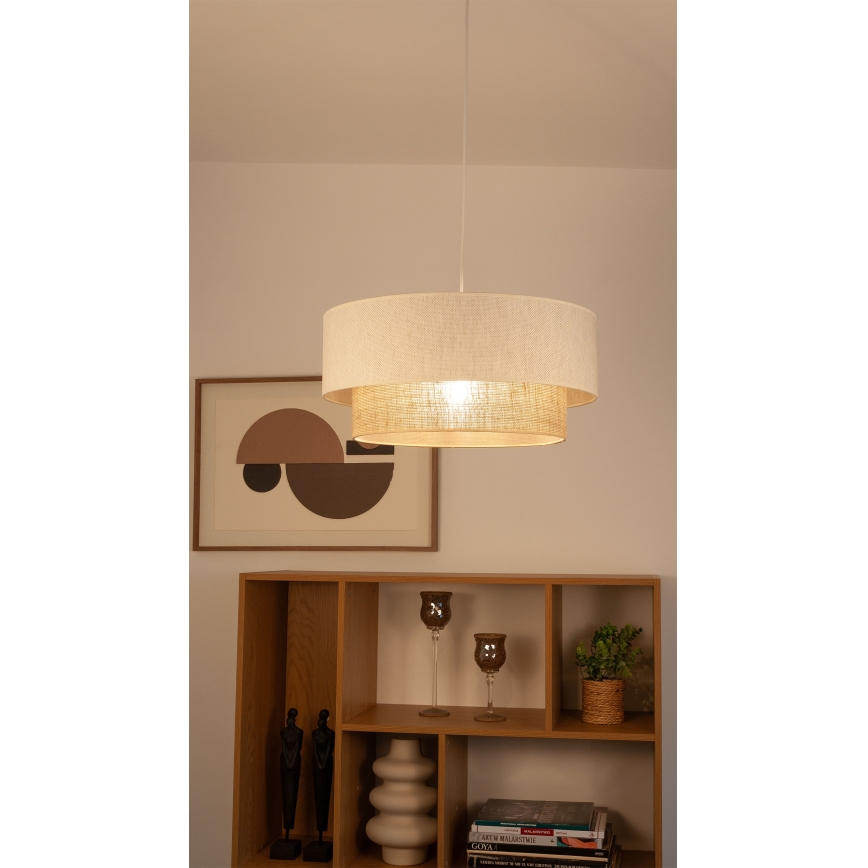 Pendelleuchte NATIA an Kabel 1xE27/60W/230V Ø 45 cm weiß/braun