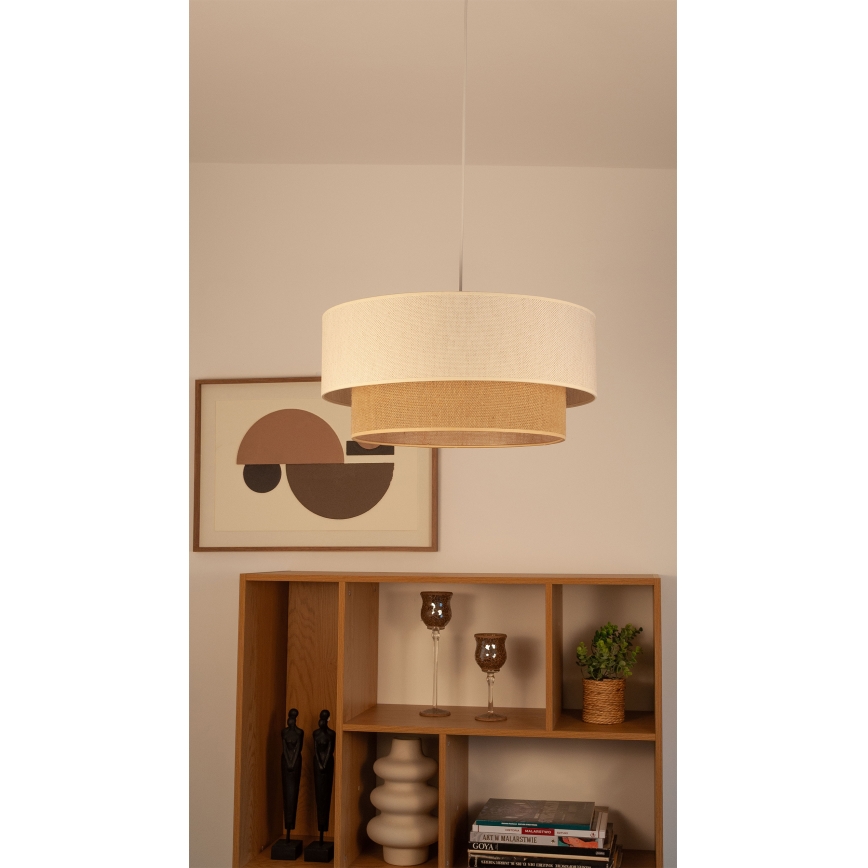 Pendelleuchte NATIA an Kabel 1xE27/60W/230V Ø 45 cm weiß/braun