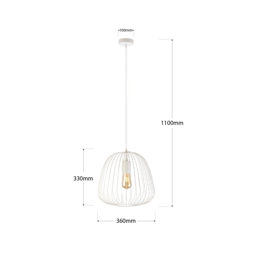 Pendelleuchte OVELLA mit Kabelaufhängung, 1xE27/15W/230V, Ø 36 cm, creme