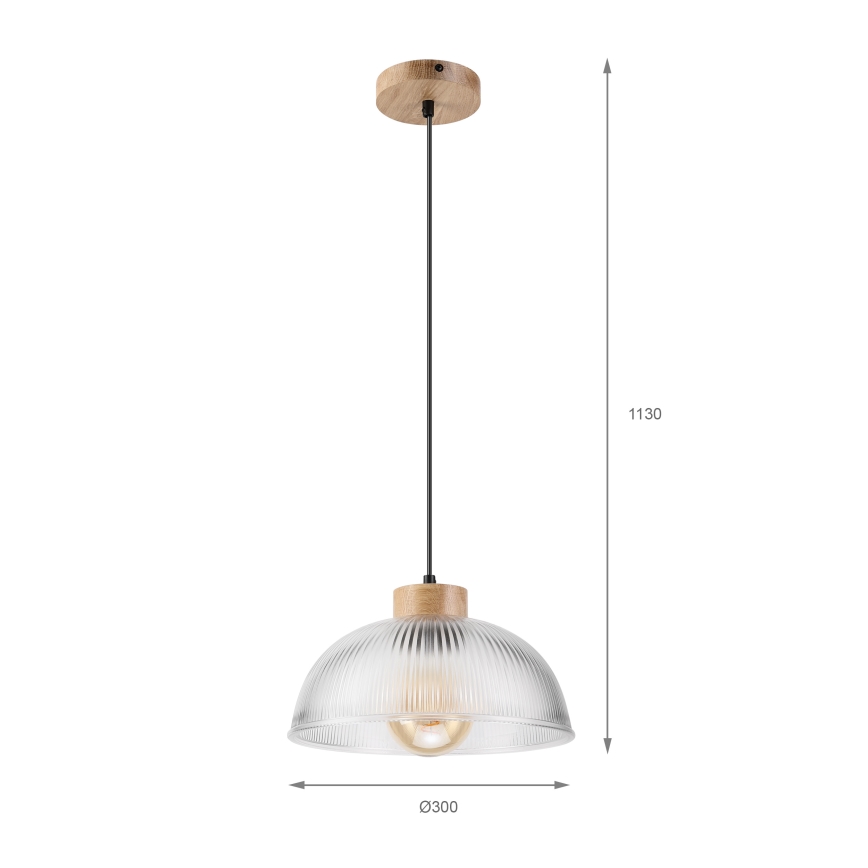 Pendelleuchte PIA an Kabel 1xE27/60W/230V, Durchmesser 30 cm, Eiche