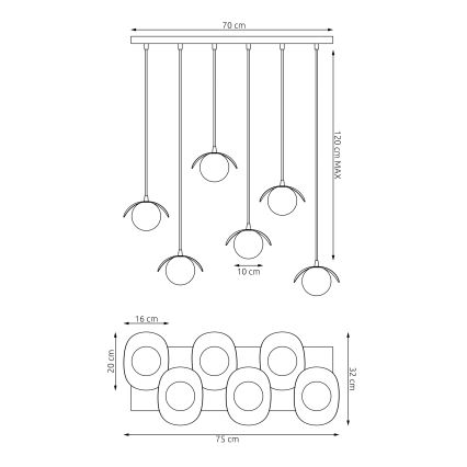 Pendelleuchte RITUAL 6xG9/8W/230V weiß