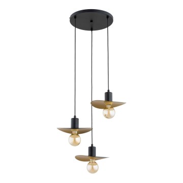 Pendelleuchte SAVANA 3xE27/15W/230V schwarz/gold