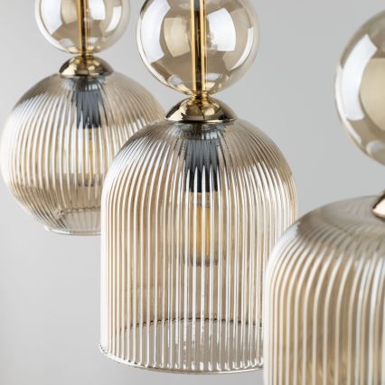 Pendelleuchte SOPHIA 3xE14/10W/230V schwarz/rauchbeige