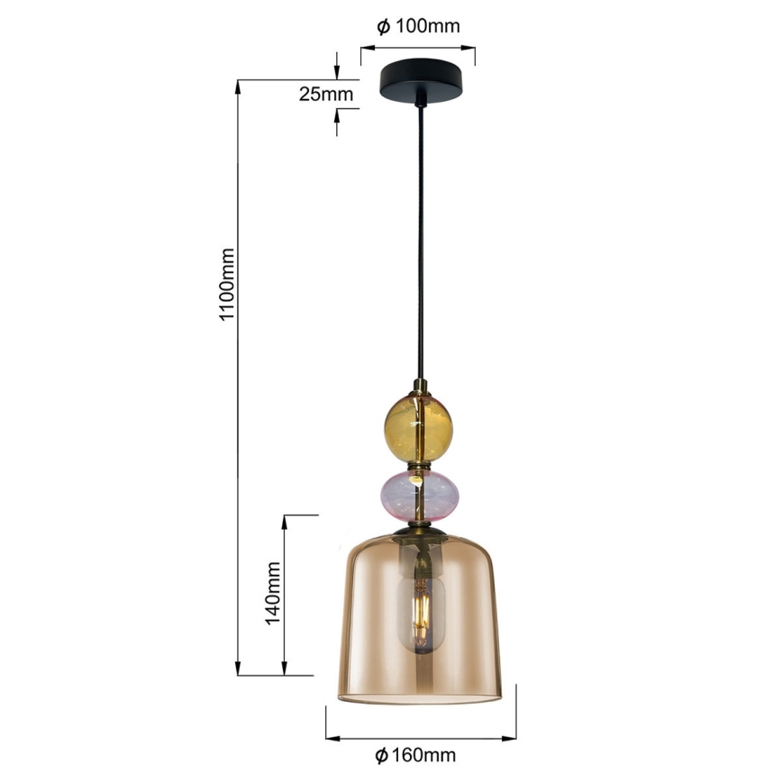 Pendelleuchte TROPEA mit Kabel 1xE27/15W/230V schwarz/rauchbeige/rosa