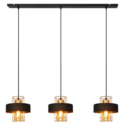 Pendelleuchte VOLTA mit Kabel 3xE27/15W/230V schwarz/roségold