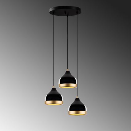 Pendelleuchte YILDO mit Kabel 3xE27/40W/230V schwarz/gold