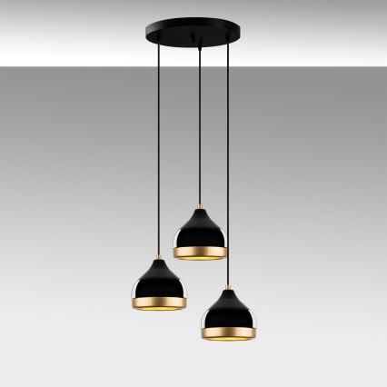 Pendelleuchte YILDO mit Kabel 3xE27/40W/230V schwarz/gold