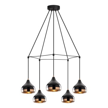 Pendelleuchte YILDO mit Seilaufhängung 5xE27/40W/230V schwarz/kupfer