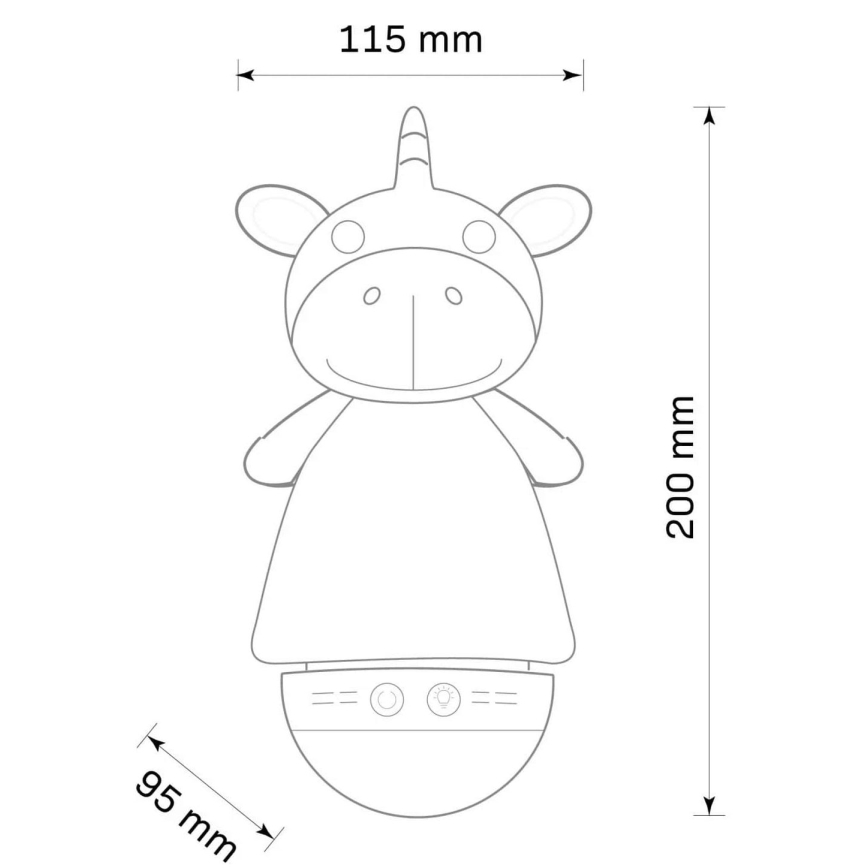 Petite lampe de nuit pour enfants LED RVB avec une mélodie 3xAAA/5V licorne
