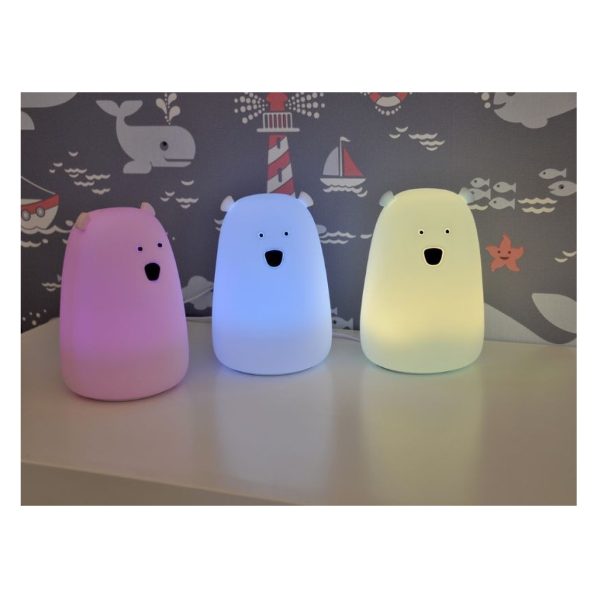 Petite lampe tactile LED RVB pour enfants BEAR LED/0,8W/5V bleu