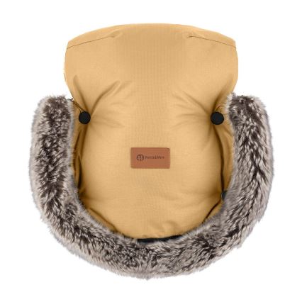PETITE&MARS - SET Kinderfußsack 4in1 COMFY + Handwärmer für Kinderwagen FURRY Elegant Caramel