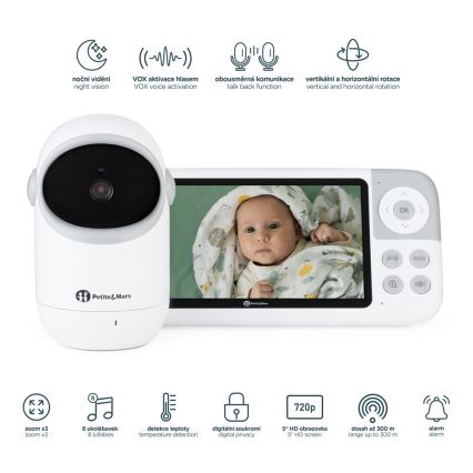 PETITE&MARS - Baby monitor con schermo EVE 5.0 3,8V 3050 mAh