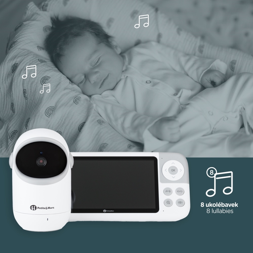 PETITE&MARS - Babyphone mit Monitor EVE 5.0 3,8V 3050 mAh