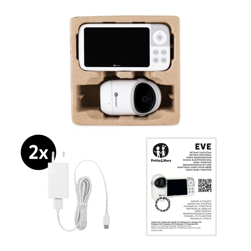 PETITE&MARS - Babyphone mit Monitor EVE 5.0 3,8V 3050 mAh