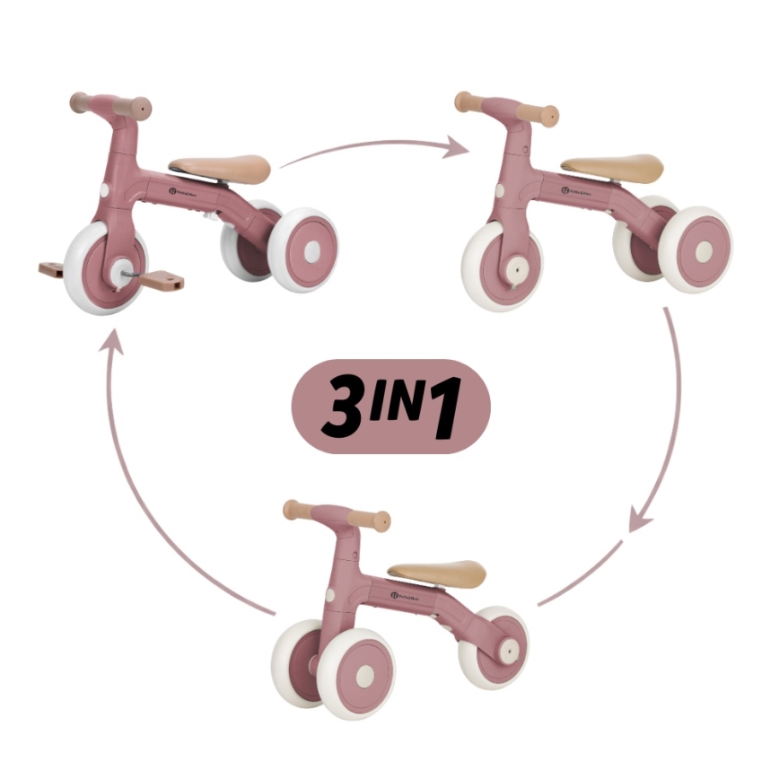 PETITE&MARS - Bicicletta senza pedali 3 in 1 BINGO Rosa polvere