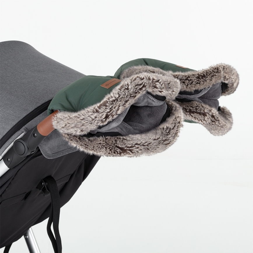 PETITE&MARS - ENSEMBLE Chancelière 4 en 1 COMFY + moufles pour poussette FURRY Kaki