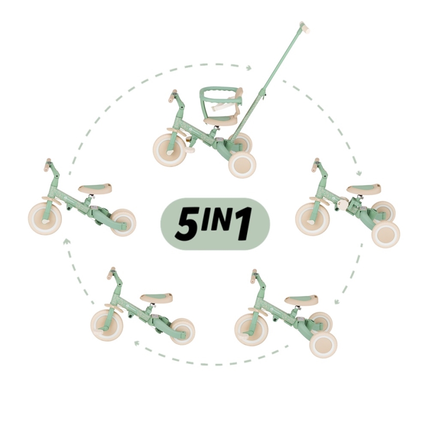 PETITE&MARS - Kinder-Dreirad 5-in-1 TURBO LIMITED Green Twist