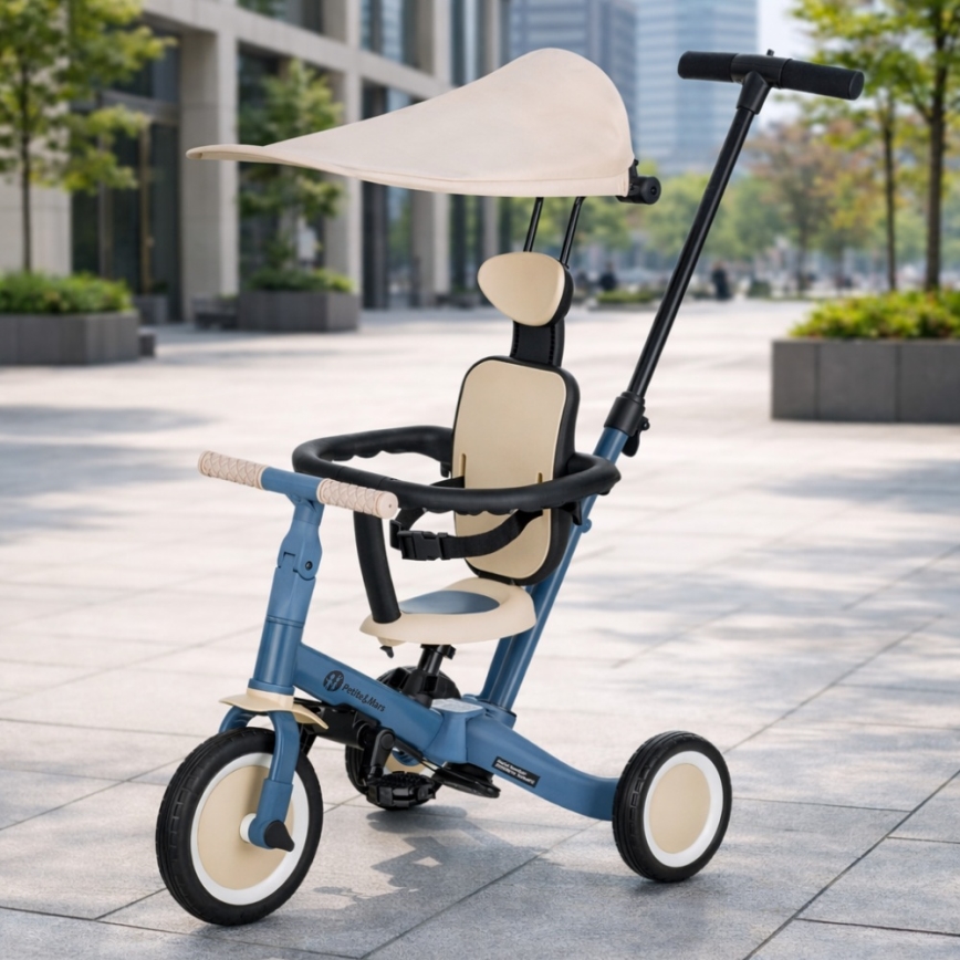 PETITE&MARS - Kinder-Dreirad 5-in-1 TURBO PLUS Ozeanblau