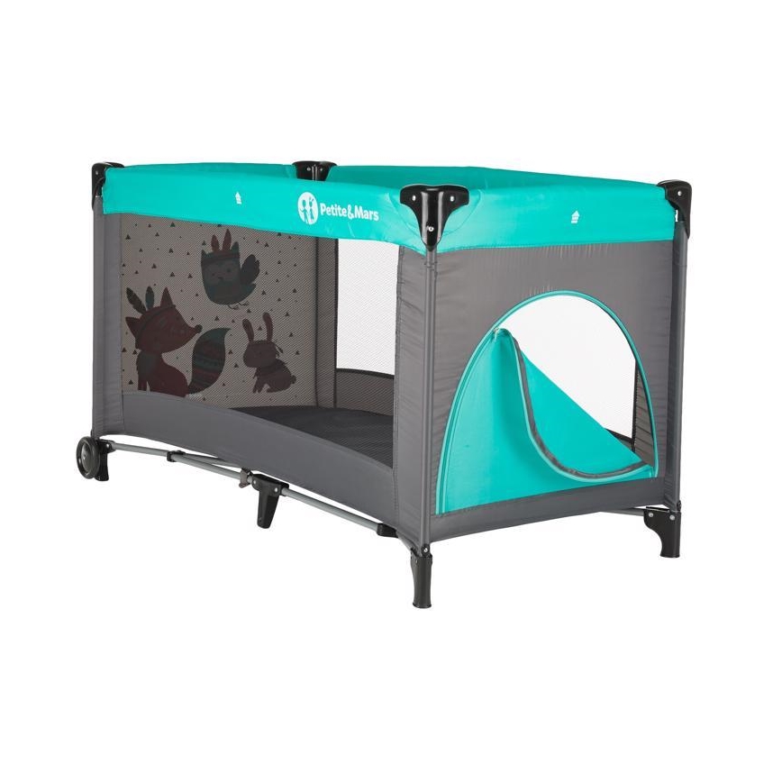 PETITE&MARS - Lettino da viaggio KOOT-FOX turchese