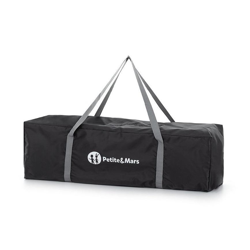 PETITE&MARS - Lettino da viaggio NYJA TEDDY FRIEND COAL grigio/nero