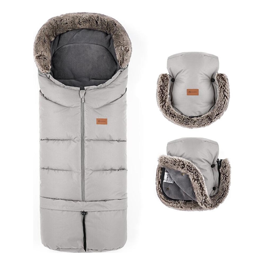 PETITE&MARS-LOT Chancelière pour bébé 4en1 ARCTIC + cache-mains pour poussette FURRY Champagne Shower