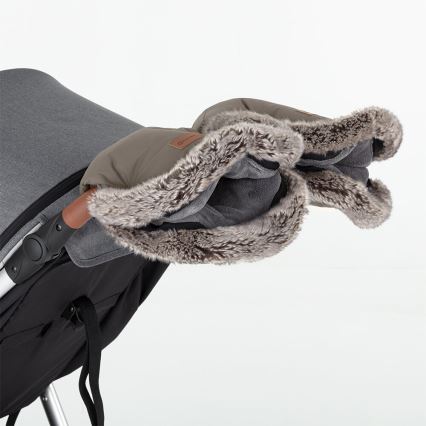 PETITE&MARS - LOT Chancelière pour bébé 4en1 ARCTIC + cache-mains pour poussette FURRY Mocha Mousse