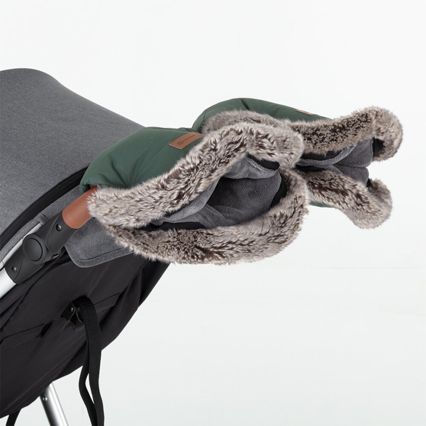PETITE&MARS - LOT Chancelière pour bébé 4en1 ARCTIC + cache-mains pour poussette FURRY Veritable Khaki