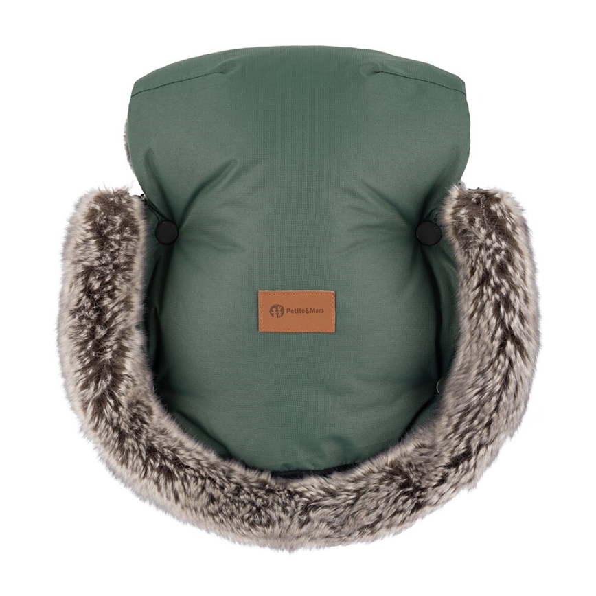 PETITE&MARS - LOT Chancelière pour bébé 4en1 ARCTIC + cache-mains pour poussette FURRY Veritable Khaki