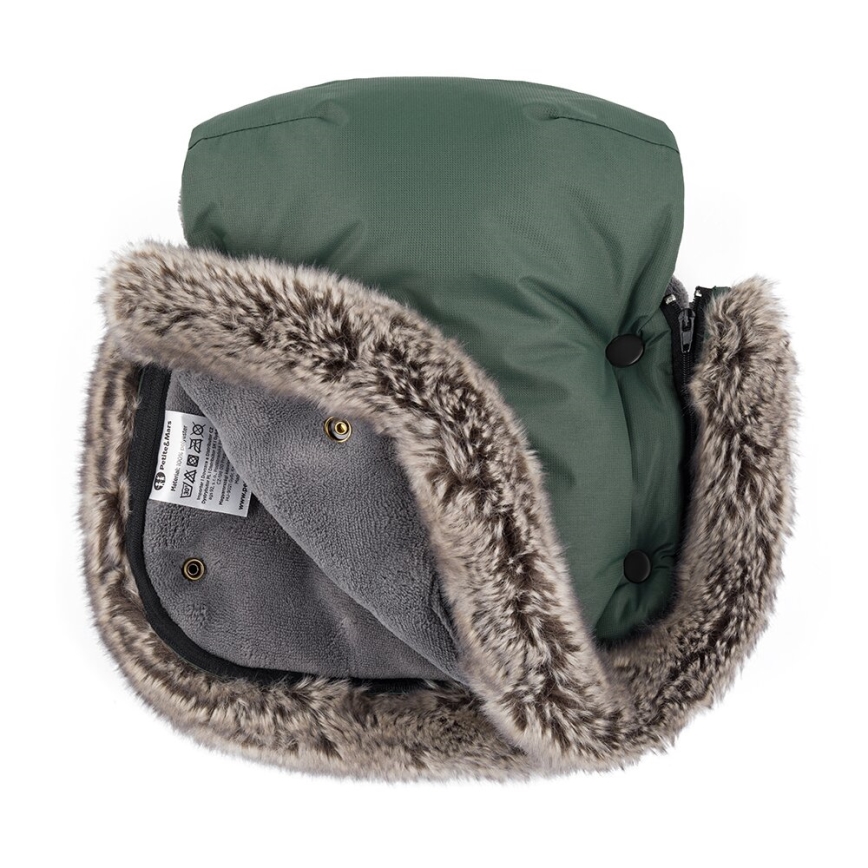 PETITE&MARS - LOT Chancelière pour bébé 4en1 ARCTIC + cache-mains pour poussette FURRY Veritable Khaki