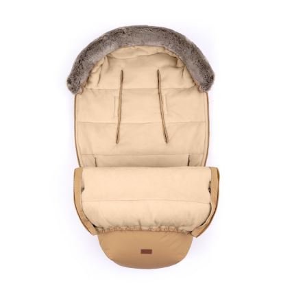PETITE&MARS - LOT Chancelière pour bébé 4en1 COMFY + cache-mains pour poussette FURRY Elegant Caramel