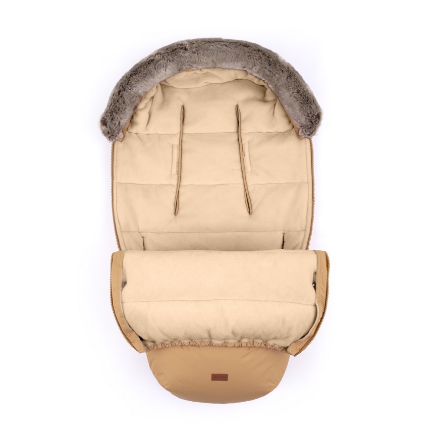 PETITE&MARS - LOT Chancelière pour bébé 4en1 COMFY + cache-mains pour poussette FURRY Elegant Caramel