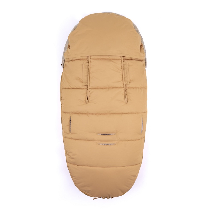 PETITE&MARS - LOT Chancelière pour bébé 4en1 COMFY + cache-mains pour poussette FURRY Elegant Caramel