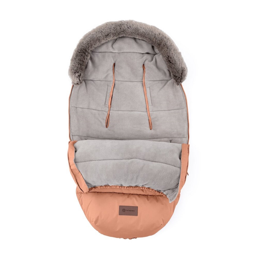 PETITE&MARS - LOT Chancelière pour bébé 4en1 COMFY + cache-mains pour poussette FURRY Pastel Peach