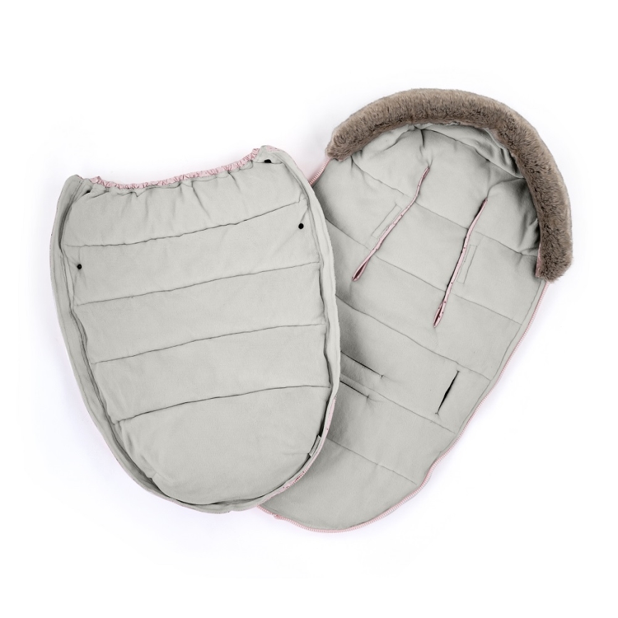 PETITE&MARS - LOT Chancelière pour bébé 4en1 COMFY + cache-mains pour poussette FURRY Pastel Peach