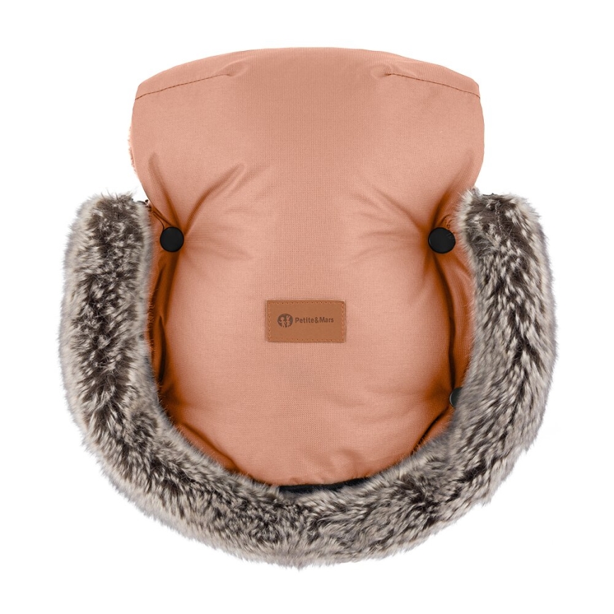 PETITE&MARS - LOT Chancelière pour bébé 4en1 COMFY + cache-mains pour poussette FURRY Pastel Peach
