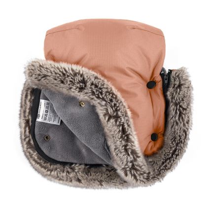PETITE&MARS - LOT Chancelière pour bébé 4en1 COMFY + cache-mains pour poussette FURRY Pastel Peach