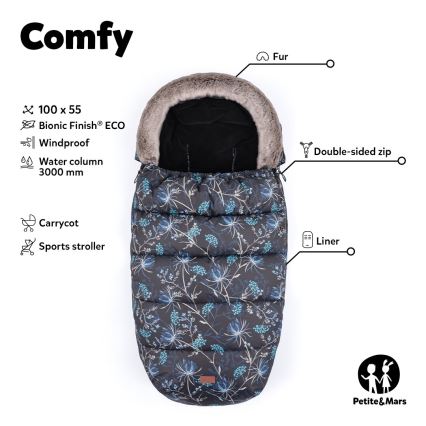 PETITE&MARS - LOT Chancelière pour bébé 4en1 COMFY + cache-mains pour poussette FURRY Pastel Peach