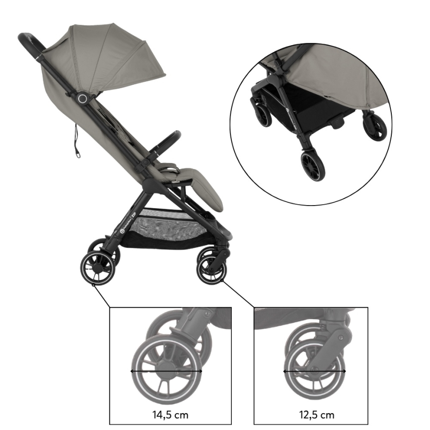 PETITE&MARS - Passeggino sportivo ZIP Grigio velluto